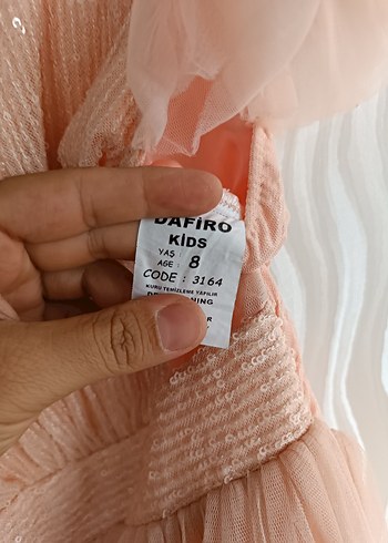 8 Yaş Beden pudra Pembe Pilili Uzun Abiye Elbise