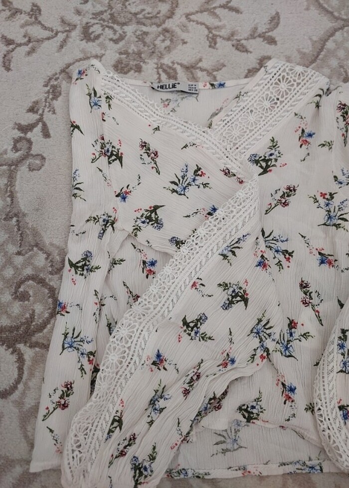 Crop V yaka gömlek bluz  - Görsel 5