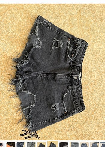 28 Beden siyah Renk Mavi jeans Mini Denim Şort