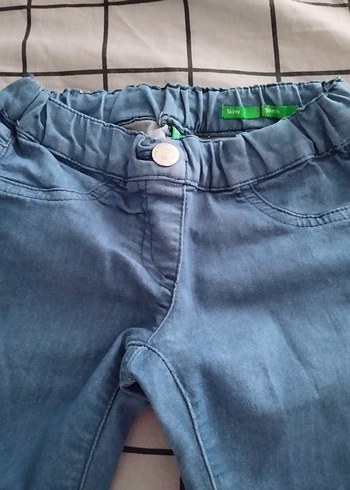 Benetton Kız Çocuk Elastik Bel Mavi Denim Pantolon