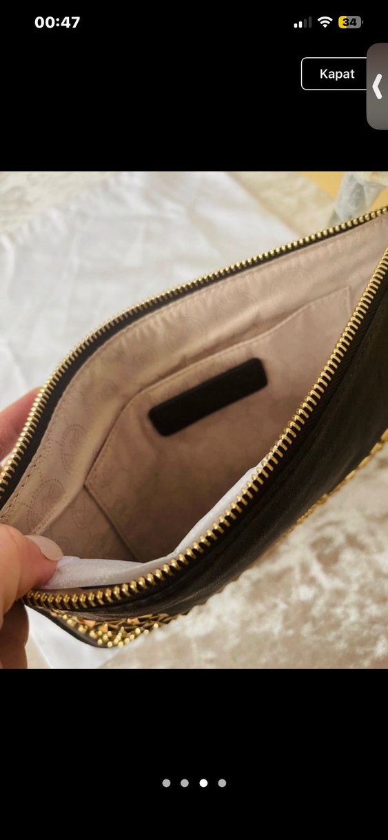 Michael Kors İşlemeli Deri Bohem Clutch - Görsel 3