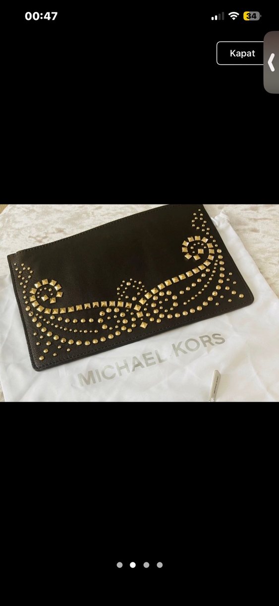 Michael Kors İşlemeli Deri Bohem Clutch - Görsel 2