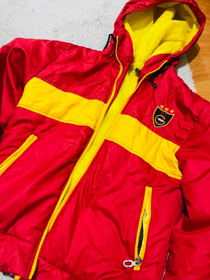 Kırmızı Sarı Fermuarlı Erkek Rüzgarlık Mont - Görsel 4