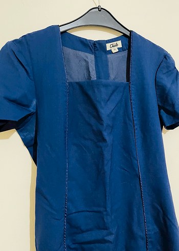 Kısa Kollu Mavi Midi Kalem Elbise - Görsel 4