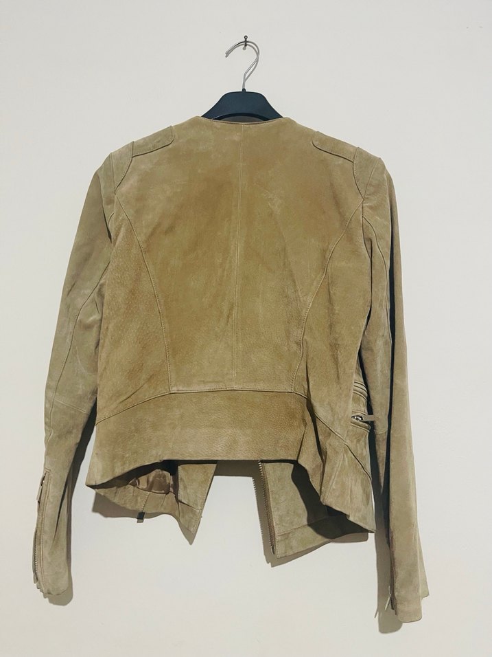Kahverengi Süet Kadın Deri Ceket - Görsel 4