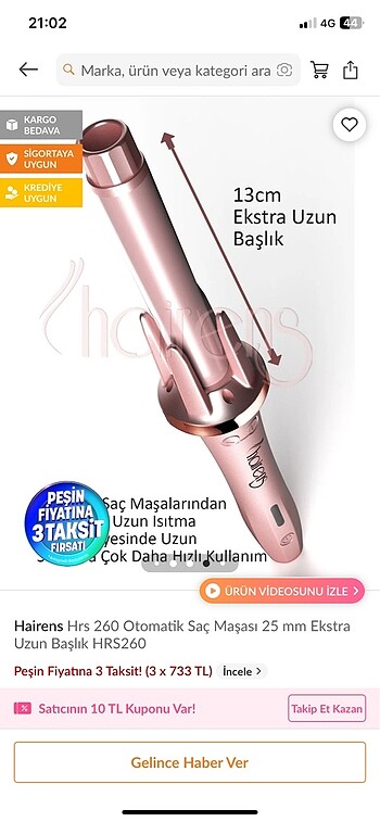 Beden Renk HAIRENS OTOMATİK DÖNER SAÇ MAŞASI