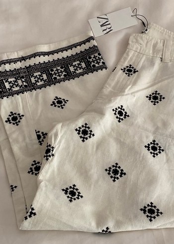 Zara Nakışlı Bohem Kadın Pantolon