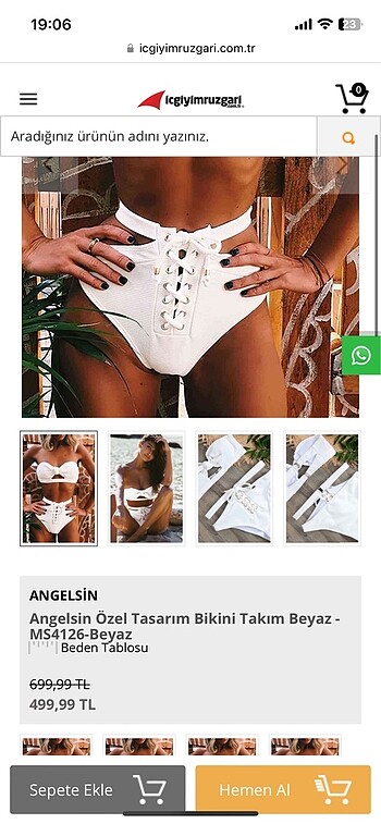 s Beden beyaz Renk Angelsin beyaz bikini takımı