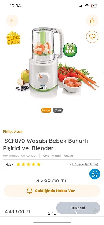Philips Bebek buharlı pişirici