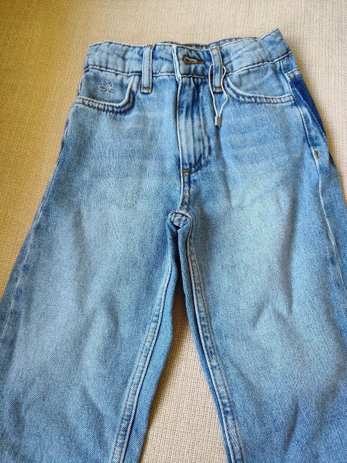 kiz Çocuk Bol Kesim Mavi Kot Pantolon - Görsel 2