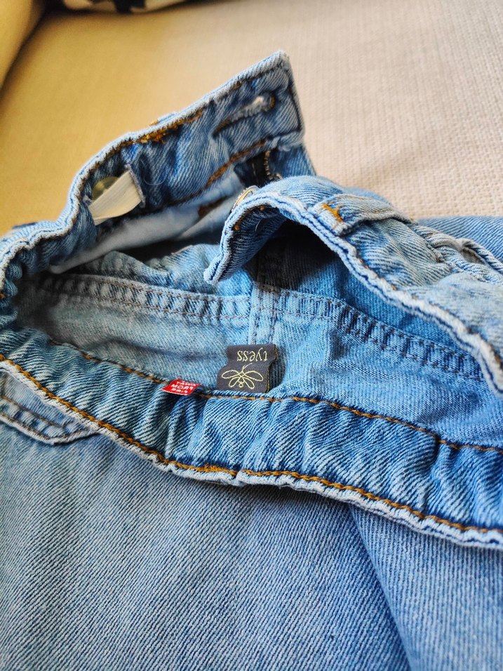 kiz Çocuk Bol Kesim Mavi Kot Pantolon - Görsel 4