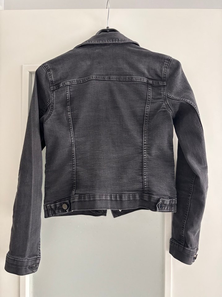 Kadın Gri Düğmeli Jean Ceket - Görsel 2