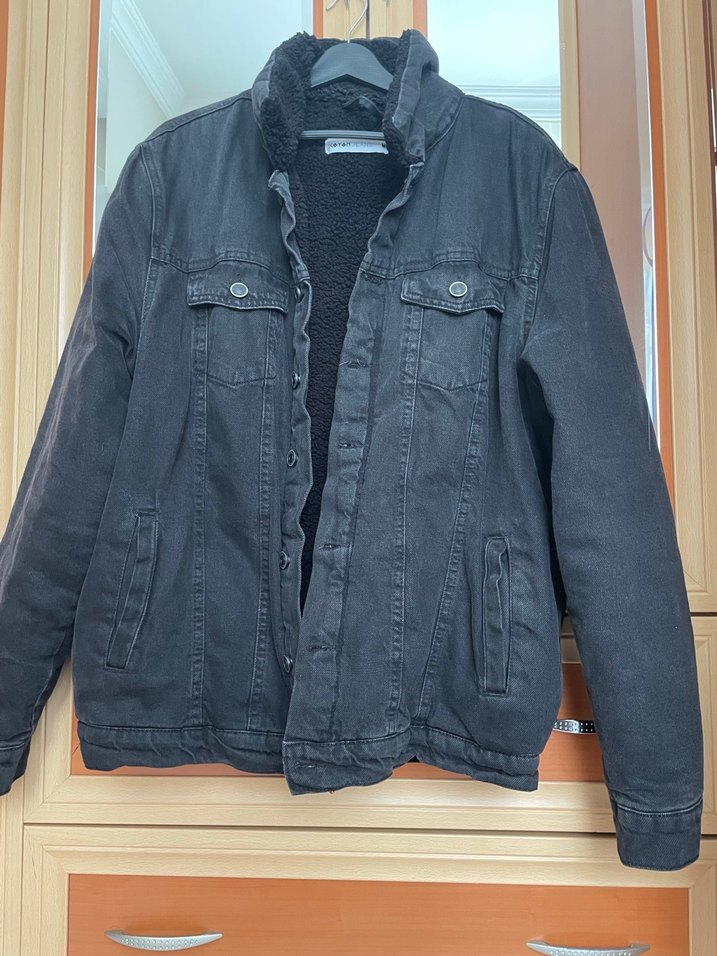 Düğmeli Siyah Denim Erkek  Ceket - Görsel 2