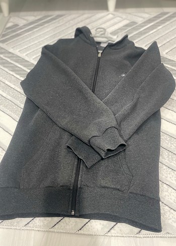 Gri Fermuarlı Erkek Kapüşonlu Sweatshirt - Görsel 3