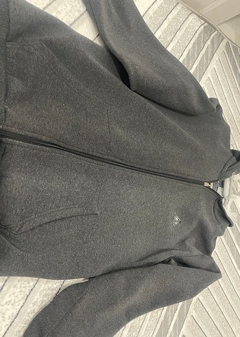 Gri Fermuarlı Erkek Kapüşonlu Sweatshirt - Görsel 6