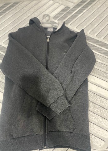 Gri Fermuarlı Erkek Kapüşonlu Sweatshirt - Görsel 5