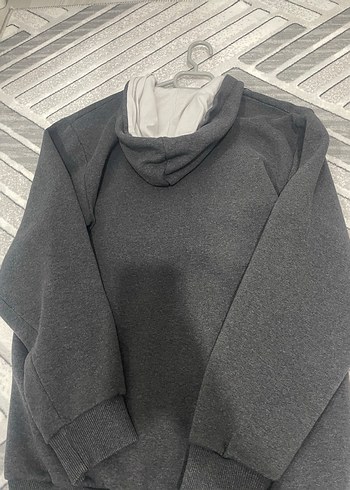 Gri Fermuarlı Erkek Kapüşonlu Sweatshirt - Görsel 8