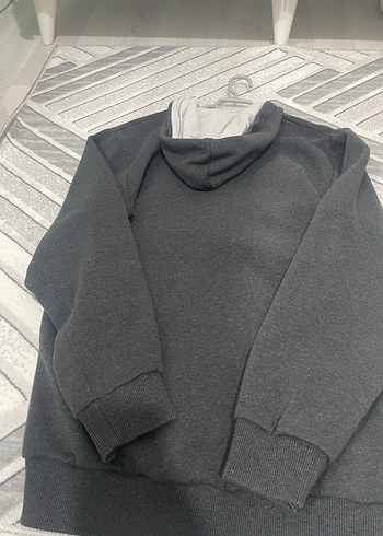 Gri Fermuarlı Erkek Kapüşonlu Sweatshirt - Görsel 7
