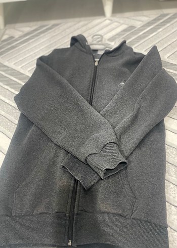 Gri Fermuarlı Erkek Kapüşonlu Sweatshirt - Görsel 4