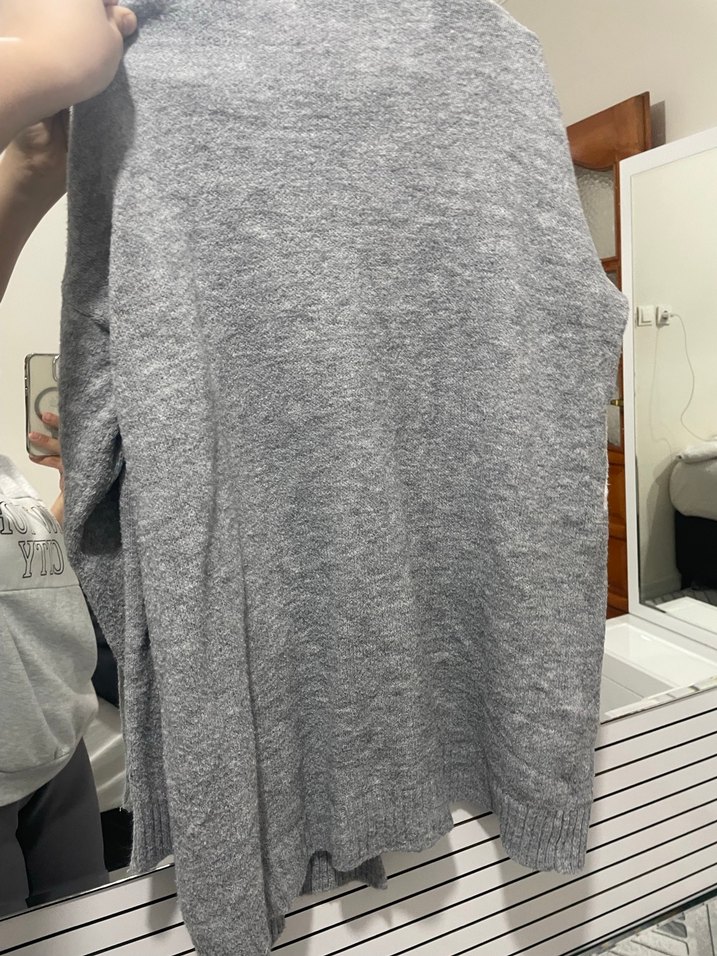 Gri Triko Midi Kadın Hırka - Görsel 3