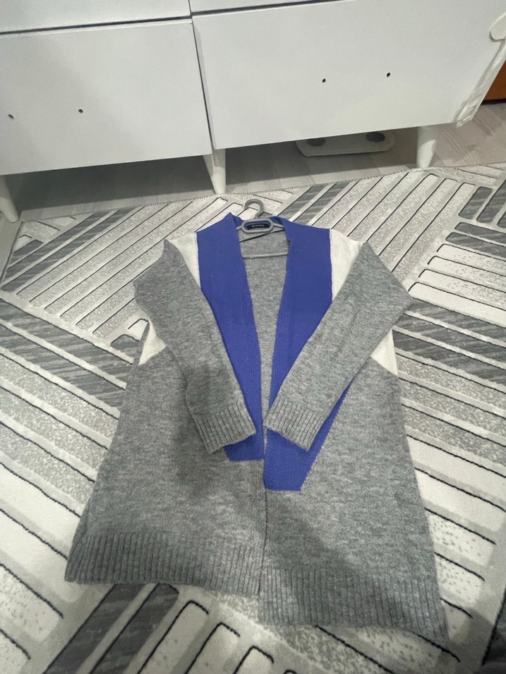 Gri Triko Midi Kadın Hırka - Görsel 2