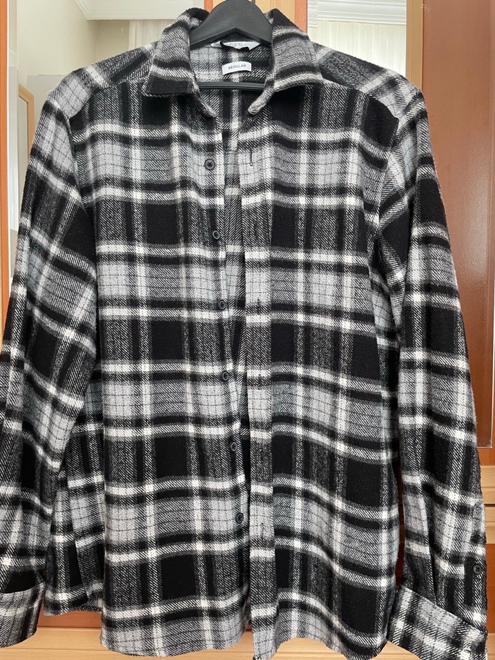 Gri Ekoseli Düğmeli Erkek Gömlek - Görsel 3