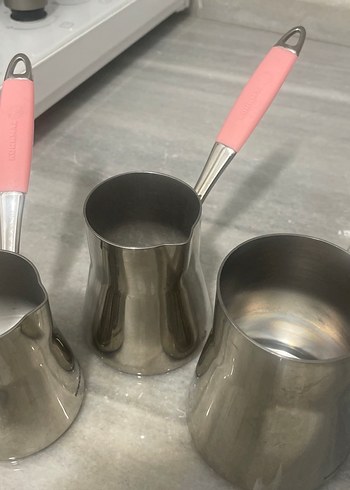 Pembe Saplı Gri Paslanmaz Çelik Cezve - Görsel 13