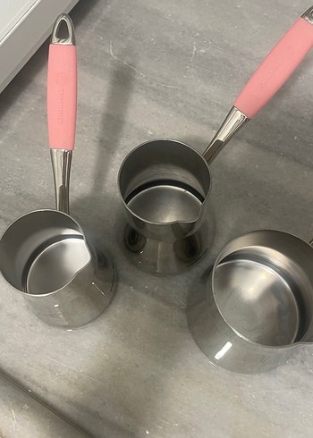 Pembe Saplı Gri Paslanmaz Çelik Cezve - Görsel 12