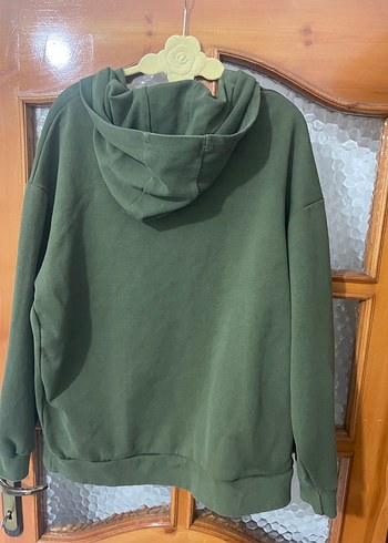 Kadın Haki Renk Kapüşonlu Salaş Sweatshirt - Görsel 10