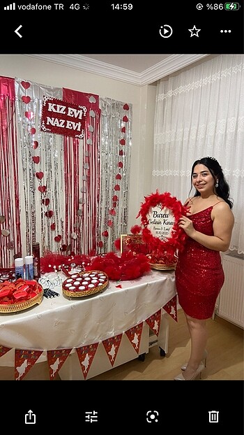 Kırmızı paletli abiye - Görsel 5