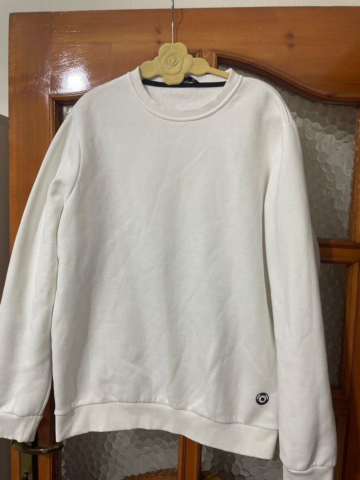 AVVA Beyaz  Bisiklet Yaka Sweatshirt - Görsel 2