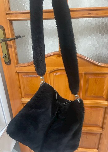 Siyah Kadın Peluş Omuz Çantası - Görsel 3