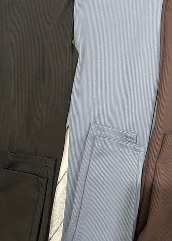 Kadın Kahverengi Pilili Normal Boy Tayt - Görsel 2