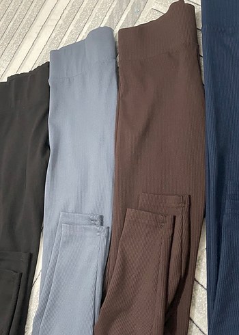 Kadın Kahverengi Pilili Normal Boy Tayt - Görsel 4