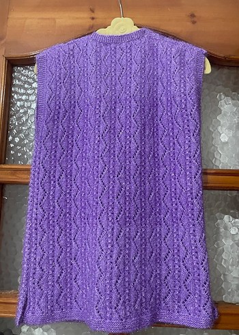 Mor Örgü V Yaka Kadın Yelek - Görsel 9