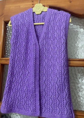 Mor Örgü V Yaka Kadın Yelek - Görsel 4