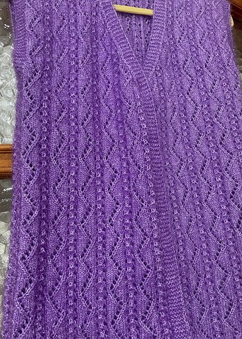 Mor Örgü V Yaka Kadın Yelek - Görsel 7
