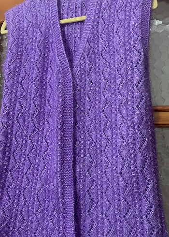 Mor Örgü V Yaka Kadın Yelek - Görsel 5