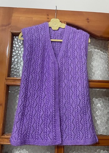 Mor Örgü V Yaka Kadın Yelek - Görsel 2