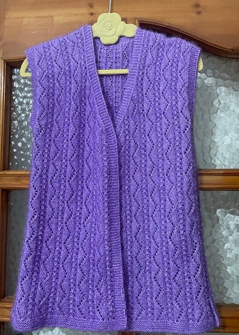 Mor Örgü V Yaka Kadın Yelek - Görsel 3