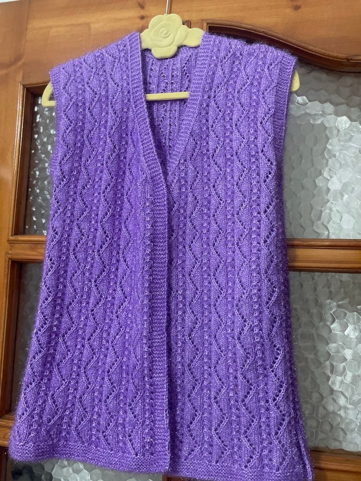 Mor Örgü V Yaka Kadın Yelek - Görsel 4