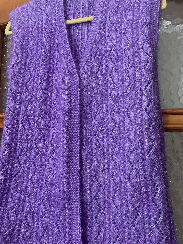 Mor Örgü V Yaka Kadın Yelek - Görsel 5