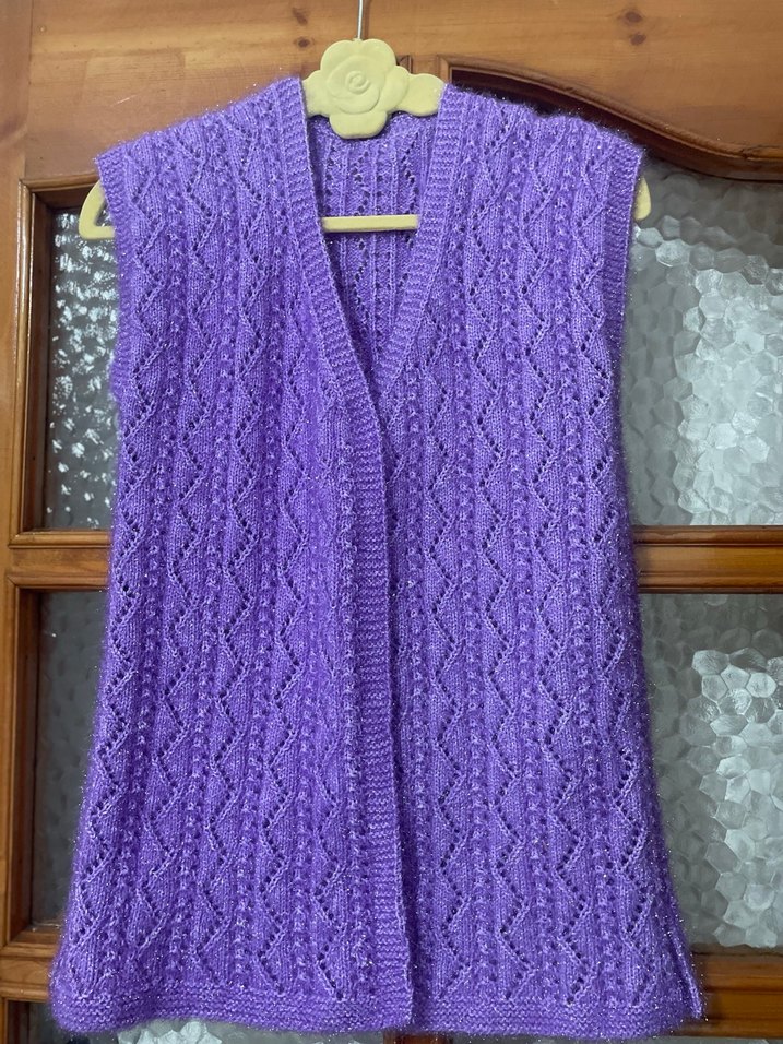 Mor Örgü V Yaka Kadın Yelek - Görsel 3