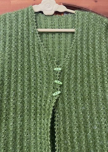 Yeşil Örgü Bohem Kadın Yelek - Görsel 10