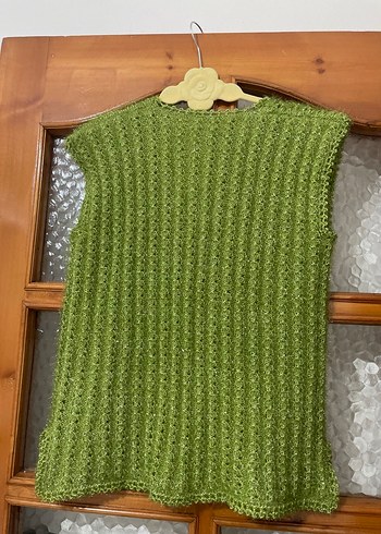 Yeşil Örgü Bohem Kadın Yelek - Görsel 11