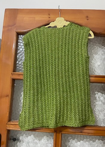 Yeşil Örgü Bohem Kadın Yelek - Görsel 3