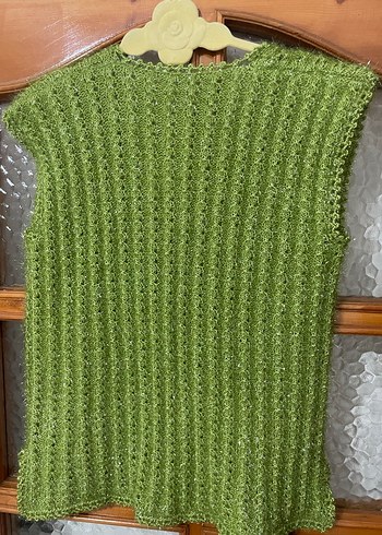 Yeşil Örgü Bohem Kadın Yelek - Görsel 12