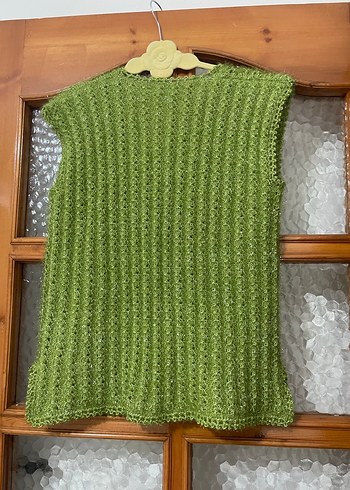 Yeşil Örgü Bohem Kadın Yelek - Görsel 6