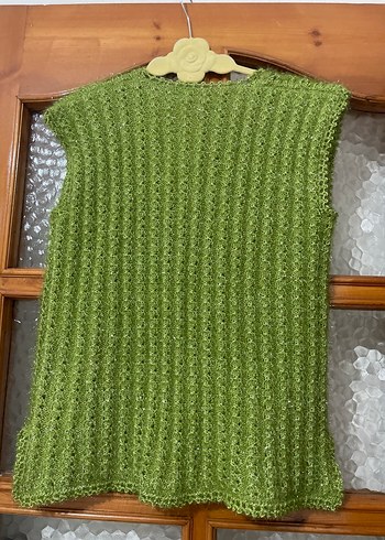 Yeşil Örgü Bohem Kadın Yelek - Görsel 8