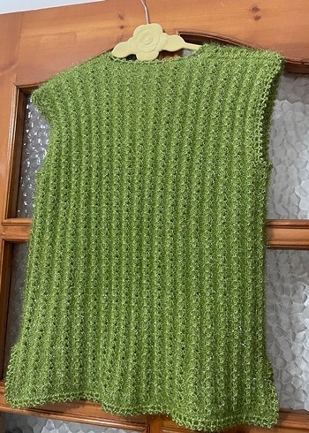 Yeşil Örgü Bohem Kadın Yelek - Görsel 7